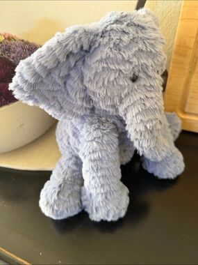 Plush Elephant Decorative Figurine - Soft Light Blue
